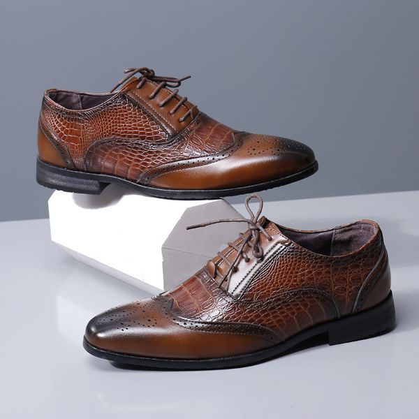 dress shoes men crocodile leather lace-up wedding party s business office oxfords flats plus size fashion hf01, Black
dress shoes men crocodile leather lace-up wedding party s business office oxfords flats plus size fashion hf01, Black