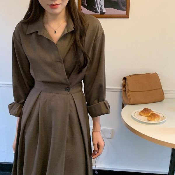 casual dresses 2021 autumn long shirt dress women elastic waist full sleeve a-line midi ankle length, Black;gray
casual dresses 2021 autumn long shirt dress women elastic waist full sleeve a-line midi ankle length, Black;gray