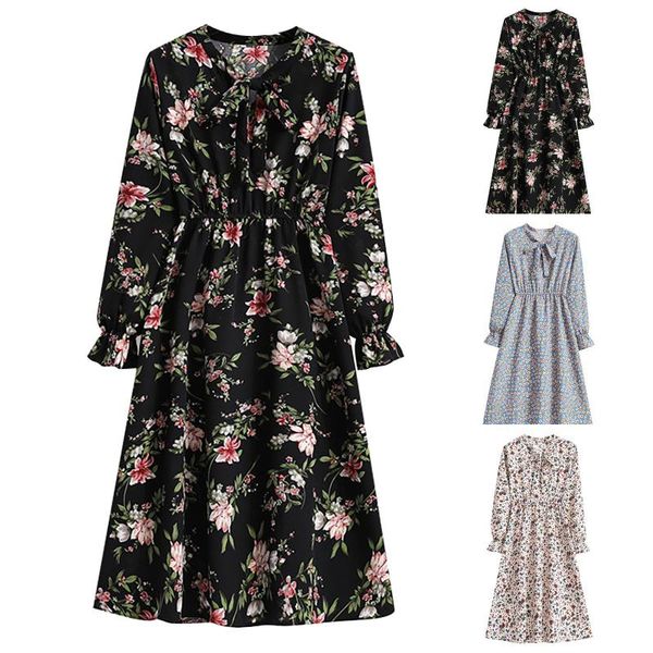 casual dresses floral bowknot elastic waist mid-length dress women's bottoming slim long-sleeved sundress vestido de manga longa, Black;gray
casual dresses floral bowknot elastic waist mid-length dress women's bottoming slim long-sleeved sundress vestido de manga longa, Black;gray