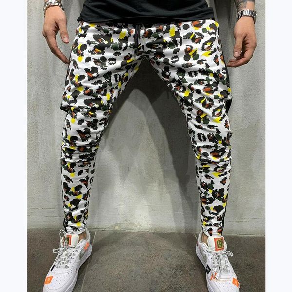 men's pants men leopard print joggers elastic waist side striped pencil streetwear slim fit stretch trousers male england, Black 
men's pants men leopard print joggers elastic waist side striped pencil streetwear slim fit stretch trousers male england, Black