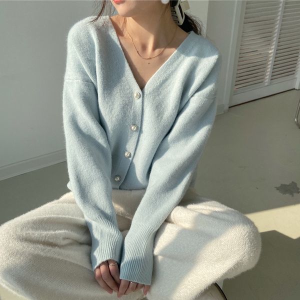 womens solid knit long sleeve sweater cardigan autumn v-neck single breasted loose knitwear lady sweet fashion cardigans, White;black
womens solid knit long sleeve sweater cardigan autumn v-neck single breasted loose knitwear lady sweet fashion cardigans, White;black