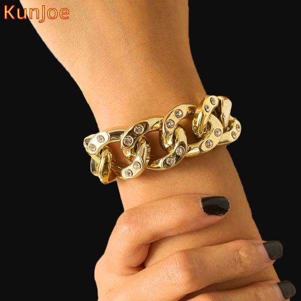 link, chain kunjoe fashion chunky thick cuban bracelet women men gold color rhinestone bracelets bangles rapper punk wristband jewelry, Black
link, chain kunjoe fashion chunky thick cuban bracelet women men gold color rhinestone bracelets bangles rapper punk wristband jewelry, Black