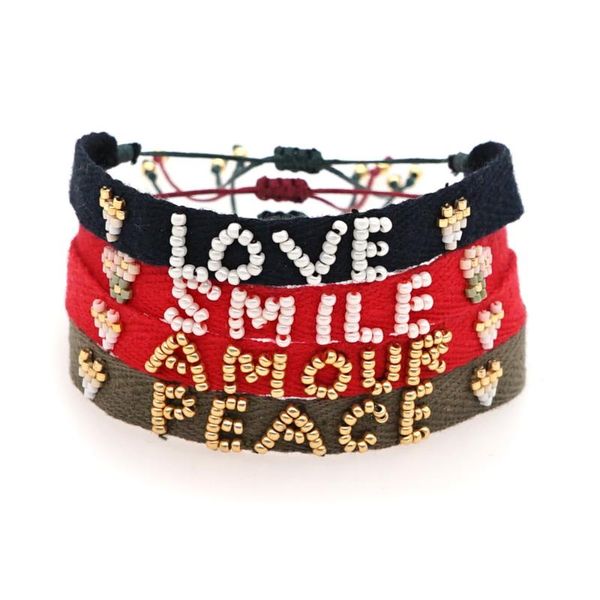 charm bracelets 2021 winter retro ethnic handmade rope miyuki bangles rice beads woven beaded love letter ribbon bracelet for women mujer, Golden;silver
charm bracelets 2021 winter retro ethnic handmade rope miyuki bangles rice beads woven beaded love letter ribbon bracelet for women mujer, Golden;silver