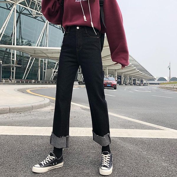 women's pants & capris fdfklak chic fashion curling wide leg trousers high waist simple jeans pant female spring autumn students denim, Black;white
women's pants & capris fdfklak chic fashion curling wide leg trousers high waist simple jeans pant female spring autumn students denim, Black;white