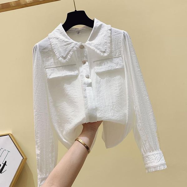 women's blouses & shirts fringed white doll collar shirt autumn 2021 french solid color long-sleeved blouse design female
women's blouses & shirts fringed white doll collar shirt autumn 2021 french solid color long-sleeved blouse design female