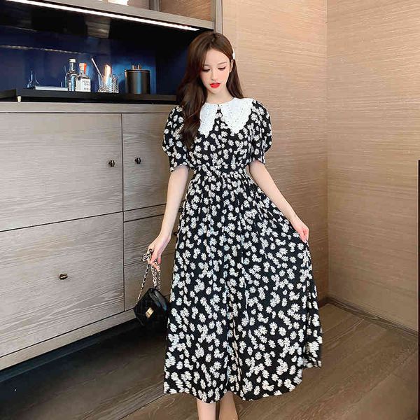 wet 2021 summer daisy printed doll collar chiffon female sleeve casual short dress the fine line dresses, Black;gray
wet 2021 summer daisy printed doll collar chiffon female sleeve casual short dress the fine line dresses, Black;gray