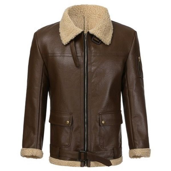 men's fur & faux lugentolo leather jacket men winter fashion plus size long sleeve lapel sashes solid color mens clothing, Black
men's fur & faux lugentolo leather jacket men winter fashion plus size long sleeve lapel sashes solid color mens clothing, Black