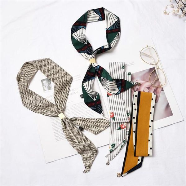 scarves 2021 women small silk scarf striped geometric dot print headwear letter handle bag ribbon long neck wrap ties, Blue;gray
scarves 2021 women small silk scarf striped geometric dot print headwear letter handle bag ribbon long neck wrap ties, Blue;gray