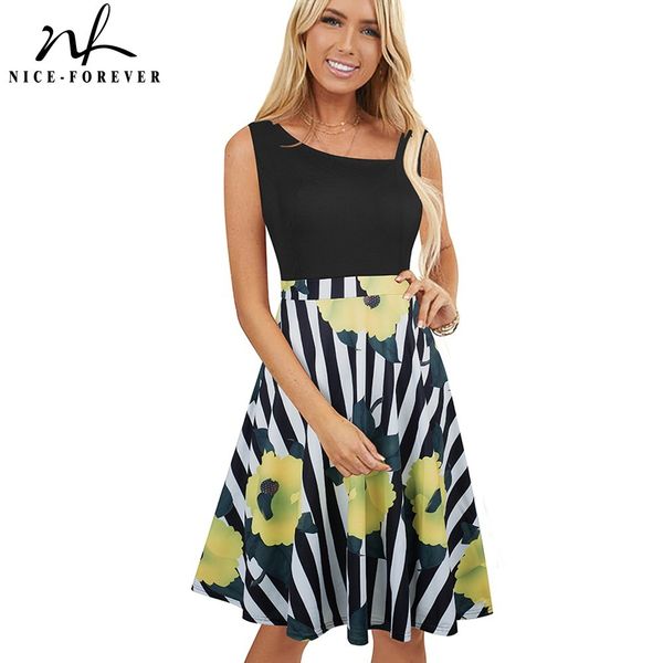 nice-forever summer women elegant floral printed dresses casual pinup flared a-line female dress a090 210419, White
nice-forever summer women elegant floral printed dresses casual pinup flared a-line female dress a090 210419, White
