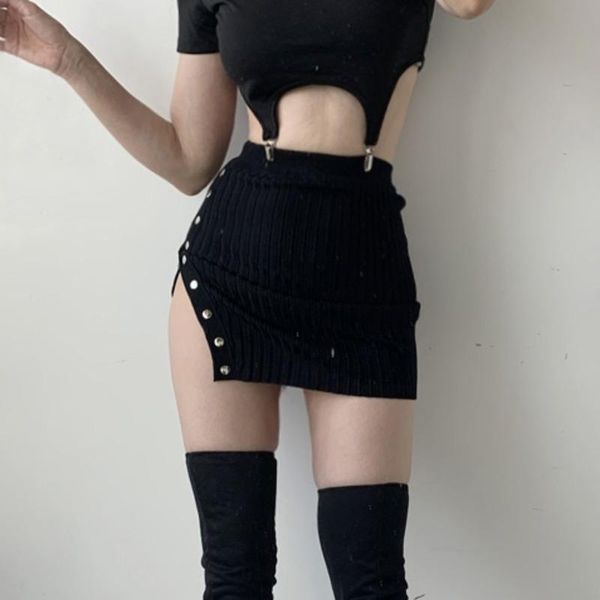skirts womengaga korean slim high waist single-breasted knit gold button irregular split buttock knitted mini skirt vy8, Black 
skirts womengaga korean slim high waist single-breasted knit gold button irregular split buttock knitted mini skirt vy8, Black