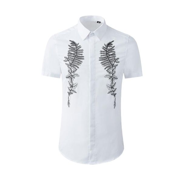 men's casual shirts tree branch embroidery mens luxury short sleeve dress slim fit party male, White;black
men's casual shirts tree branch embroidery mens luxury short sleeve dress slim fit party male, White;black