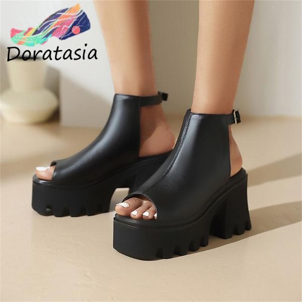 dress shoes doratasia trendy size 45 women sandals solid buckle peep toe platform high heel women's 2021 summer luxury, Black
dress shoes doratasia trendy size 45 women sandals solid buckle peep toe platform high heel women's 2021 summer luxury, Black