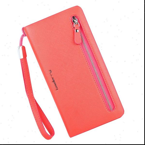 brand wallets women purses female zipper long designer leather coin money bags card holders clutch wristlet phone, Red;black