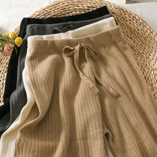 women's pants & capris high waisted retro lace-up elastic waist wide-leg loose drawstring knitted straight leg full autumn, Black;white
women's pants & capris high waisted retro lace-up elastic waist wide-leg loose drawstring knitted straight leg full autumn, Black;white