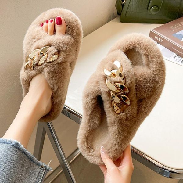 slippers women fluffy shoes woman cross belt fur outside slides ladies sweet cute indoor metal chain furry, Black
slippers women fluffy shoes woman cross belt fur outside slides ladies sweet cute indoor metal chain furry, Black
