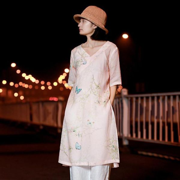 johnature loose retro print v-neck button short sleeve high slit shirts summer simple comfortable all-match women 210521, White
johnature loose retro print v-neck button short sleeve high slit shirts summer simple comfortable all-match women 210521, White
