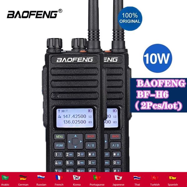 2pcs baofeng ricetrasmettitore bf-h6 10w walkie-talkie 10km ham vhf radio trasmettitore ad alta potenza two way dual band walkie talkie
2pcs baofeng ricetrasmettitore bf-h6 10w walkie-talkie 10km ham vhf radio trasmettitore ad alta potenza two way dual band walkie talkie