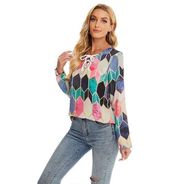women's blouses & shirts color diamond pattern stitching long sleeve t-shirt spring v neck oversized plus size tie up 2xl ethnic top, White
women's blouses & shirts color diamond pattern stitching long sleeve t-shirt spring v neck oversized plus size tie up 2xl ethnic top, White