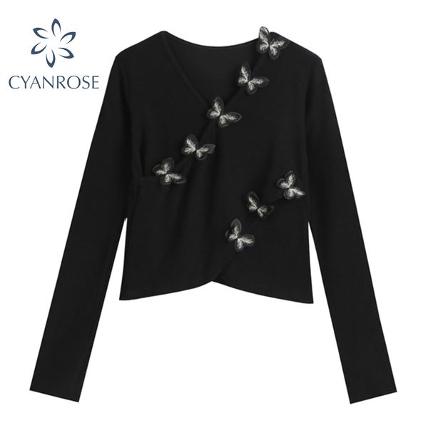 3d butterfly design v neck t shirt women crop long sleeve elegant stylish tees female bodycon stretchy spring slim ins 210417, White
3d butterfly design v neck t shirt women crop long sleeve elegant stylish tees female bodycon stretchy spring slim ins 210417, White