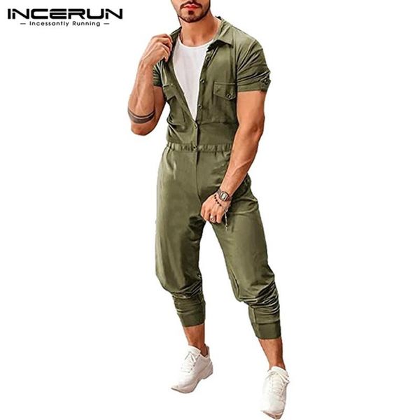 men jumpsuits joggers solid color lapel shortsleeve rompers streetwear pockets button fashion mens cargo overalls s-5xl incerun men's p, Black
men jumpsuits joggers solid color lapel shortsleeve rompers streetwear pockets button fashion mens cargo overalls s-5xl incerun men's p, Black