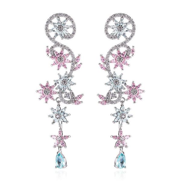 dangle & chandelier european and american copper inlaid zircon earrings, women's flower micro-inlaid original factory accessorie, Silver
dangle & chandelier european and american copper inlaid zircon earrings, women's flower micro-inlaid original factory accessorie, Silver