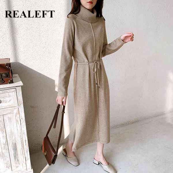 autumn winter minimalist knitted women's dress turtleneck drawstring oversize split straight long 210428, Black;gray
autumn winter minimalist knitted women's dress turtleneck drawstring oversize split straight long 210428, Black;gray