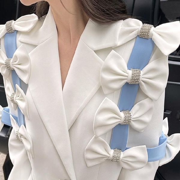 women's suits & blazers fashion 2021 autumn tide long sleeve single-breasted turn-down collar splicing bow temperament blazer women sty, White;black
women's suits & blazers fashion 2021 autumn tide long sleeve single-breasted turn-down collar splicing bow temperament blazer women sty, White;black