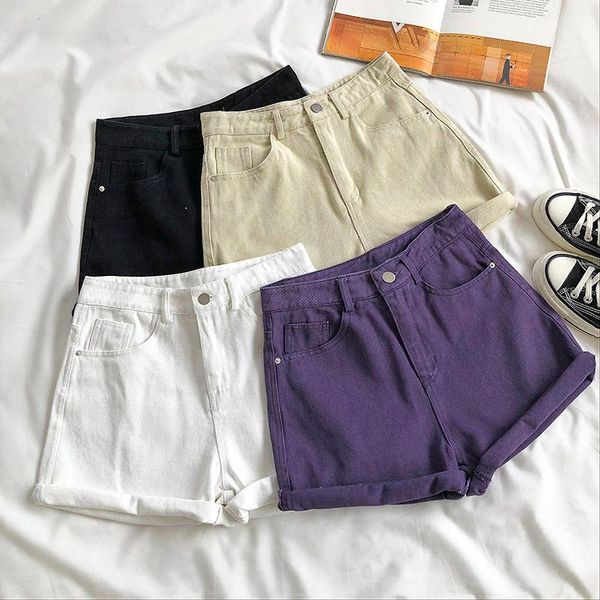 summer women shorts denim solid high waist basic women's, White;black
summer women shorts denim solid high waist basic women's, White;black