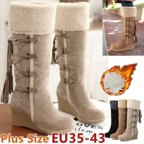 boots winter warm fur ladies high heels platform knee snow women 2021 wedge shoes woman, Black
boots winter warm fur ladies high heels platform knee snow women 2021 wedge shoes woman, Black