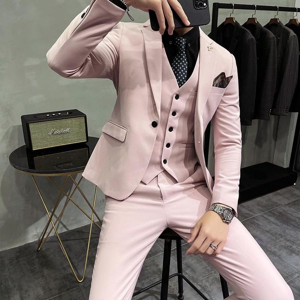 men's suits & blazers 3 pcs set suit male business jacket pant men boutique slim fit high-end formal party wedding regular dress, White;black
men's suits & blazers 3 pcs set suit male business jacket pant men boutique slim fit high-end formal party wedding regular dress, White;black