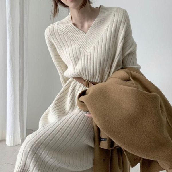 casual dresses autumn winter elegant women knitted bodycon maxi dress long sleeve v-neck chic female sweaters solid fashion vestidos, Black;gray
casual dresses autumn winter elegant women knitted bodycon maxi dress long sleeve v-neck chic female sweaters solid fashion vestidos, Black;gray