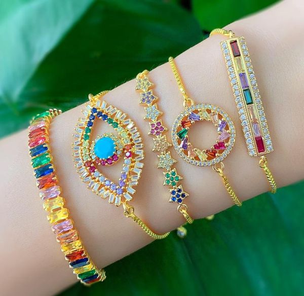 link, chain 2021 fashion sweet cz zircon rainbow turkey evil eyes ladies bracelet adjustable box anniversary gift charm, Black
link, chain 2021 fashion sweet cz zircon rainbow turkey evil eyes ladies bracelet adjustable box anniversary gift charm, Black