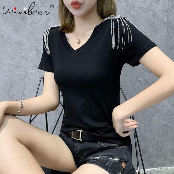 summer european clothes t-shirt fashion v-neck shoulder board tassels women ropa mujer shirt cotton tees 2021 t06416 women's, White
summer european clothes t-shirt fashion v-neck shoulder board tassels women ropa mujer shirt cotton tees 2021 t06416 women's, White