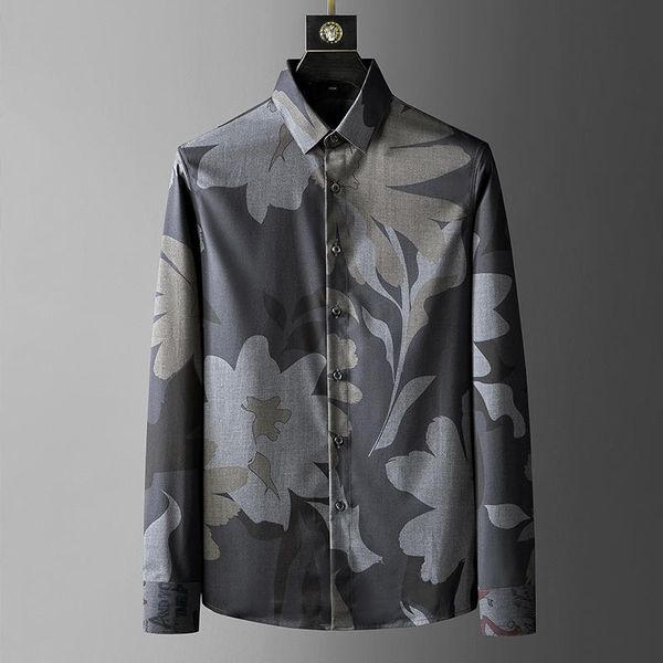 men's casual shirts 2021 autumn flower shirt slim fit long sleeve male business formal dress social party chemise homme, White;black
men's casual shirts 2021 autumn flower shirt slim fit long sleeve male business formal dress social party chemise homme, White;black