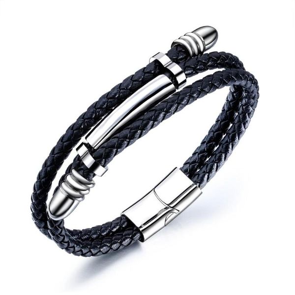 link, chain personalized stainless steel pu leather silver color rope men's bracelets bangles fashion jewelry gift, Black
link, chain personalized stainless steel pu leather silver color rope men's bracelets bangles fashion jewelry gift, Black