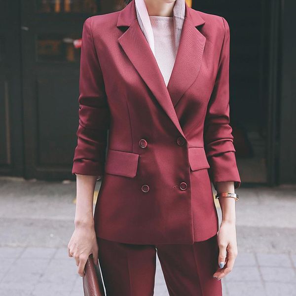 women's suits & blazers arrival ol professional temperament double breasted fashion warm solid suit and slim pant comfortable two-piece, White;black
women's suits & blazers arrival ol professional temperament double breasted fashion warm solid suit and slim pant comfortable two-piece, White;black