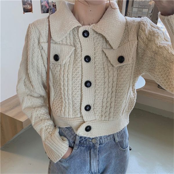 sweaters all-match warm pockets solid brief high waist office lady retro chic cardigans women knitted short sweaters, White;black
sweaters all-match warm pockets solid brief high waist office lady retro chic cardigans women knitted short sweaters, White;black