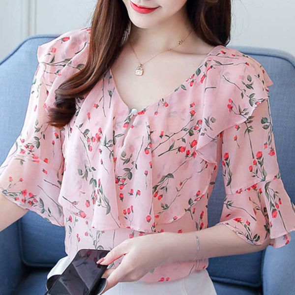 blouses woman summer blouse women short sleeve blouse women ruffles v-neck pink print chiffon blouse shirt blusas d37 210602, White
blouses woman summer blouse women short sleeve blouse women ruffles v-neck pink print chiffon blouse shirt blusas d37 210602, White