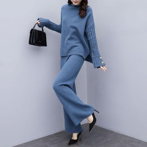 women's two piece pants 2021 winter women set female thick warm stand collar sweater + wide leg pant outfits lady solid knit suits p75, White
women's two piece pants 2021 winter women set female thick warm stand collar sweater + wide leg pant outfits lady solid knit suits p75, White