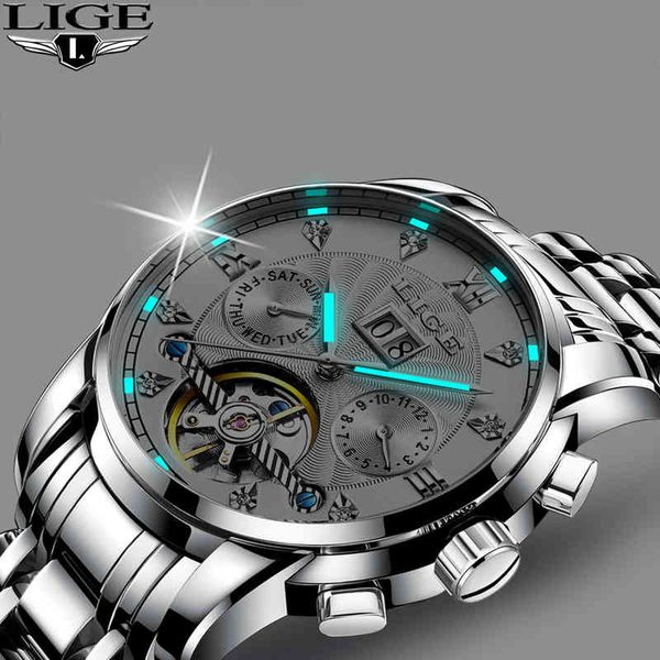 relogio masculino lige 2020 men's self-wind tourbillon mechanical watches water resistant automatic skeleton watch men relojes, Slivery;brown
relogio masculino lige 2020 men's self-wind tourbillon mechanical watches water resistant automatic skeleton watch men relojes, Slivery;brown
