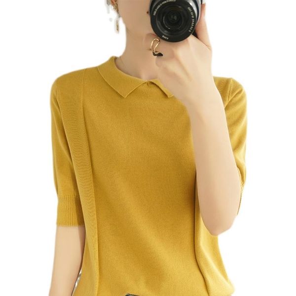 women's t-shirt 2021 summer cotton and linen lapel short-sleeved pure half-sleeved loose wild fashion top, White
women's t-shirt 2021 summer cotton and linen lapel short-sleeved pure half-sleeved loose wild fashion top, White