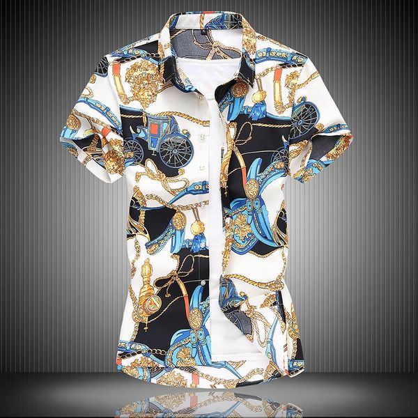 men's casual shirts carriage gold chain print luxury oversized designer summer fancy loose mens hawaii beachwear 2021 elegant dress for, White;black
men's casual shirts carriage gold chain print luxury oversized designer summer fancy loose mens hawaii beachwear 2021 elegant dress for, White;black