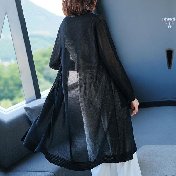 women summer cardigan long knitwear solid color knit outwear thin women's knits & tees, White
women summer cardigan long knitwear solid color knit outwear thin women's knits & tees, White