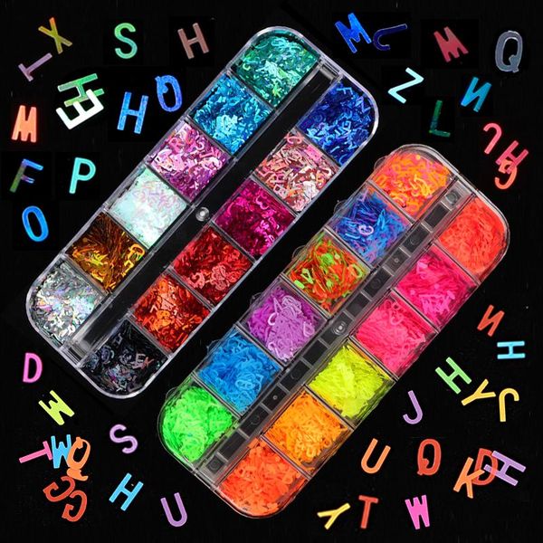 box ultra-thin alphabet sequins for nail design holographic english letter chunky glitter art decorations fluorescent mix, Silver;gold
box ultra-thin alphabet sequins for nail design holographic english letter chunky glitter art decorations fluorescent mix, Silver;gold
