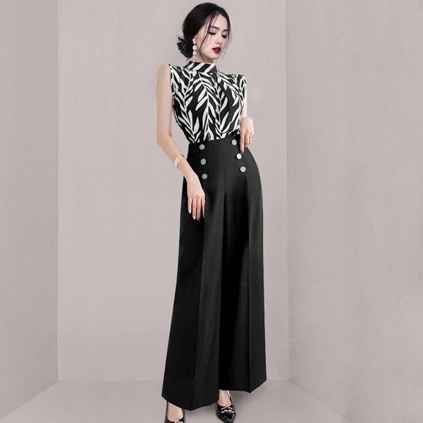 women's pants & capris two-piece suit 2021 summer clothing temperament fashion print waist slimming office lady, Black;white
women's pants & capris two-piece suit 2021 summer clothing temperament fashion print waist slimming office lady, Black;white