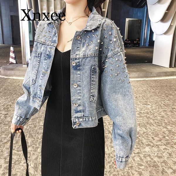 women's jackets cool rock girl hip rivet short jacket fashion bat sleeve heavy work washed denim female, Black;brown
women's jackets cool rock girl hip rivet short jacket fashion bat sleeve heavy work washed denim female, Black;brown