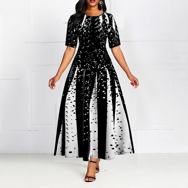 digital print women ball gown dress half sleeve summer new elegant party dress female big size 5xl long maxi dresses robe femme, Black;gray
digital print women ball gown dress half sleeve summer new elegant party dress female big size 5xl long maxi dresses robe femme, Black;gray