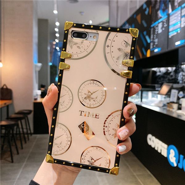 clocks trendy brand square shell phone cases for iphone 12 11 pro promax x xs max 7 8 plus samsung s20 note20