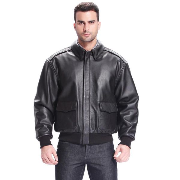 men's leather & faux 2021 dark brown military style a2 jacket europe size xxl genuine natural cowhide winter warm thick pilot coat, Black
men's leather & faux 2021 dark brown military style a2 jacket europe size xxl genuine natural cowhide winter warm thick pilot coat, Black