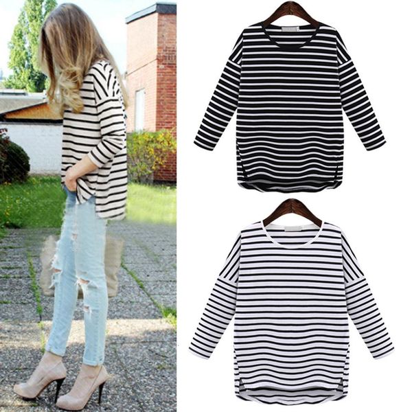 women's spring autumn women t-shirt black white stripe printed loose base casual long sleeve o-neck tees
women's spring autumn women t-shirt black white stripe printed loose base casual long sleeve o-neck tees